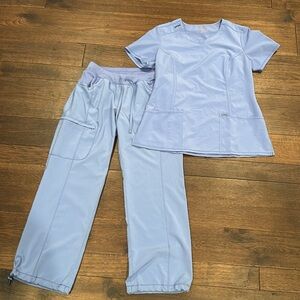 Size M Cherokee infinity ceil blue scrubs top and bottoms